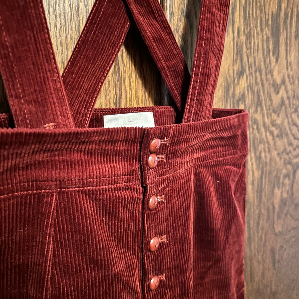 Sézane Etienne burgundy corduroy pants with suspenders Size 34 / US 2 - Picture 3 of 6